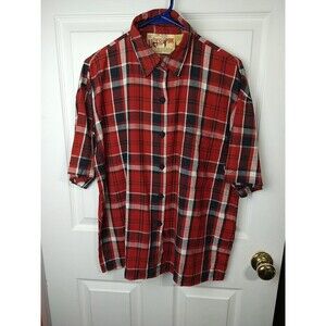 Ultra Pink Men's S Red Flannel Vintage Single Stitch S/S Button Pocket Shirt